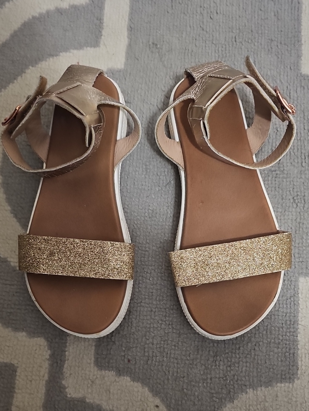 Girls MIA Gold Glitter Ankle-Strap Sandals - Size 2